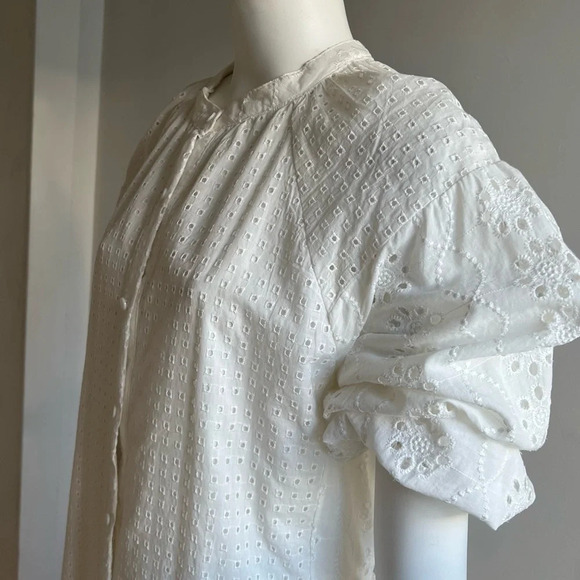 By ESQ NWNT WOMAN  LACE Long Sleeve Cotton Blend MIDI DRESS WHITE M - Picture 3 of 14